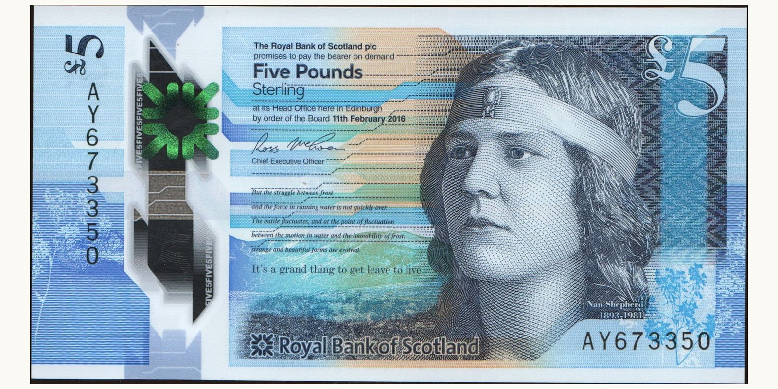 5 pounds Шотландия 2016 — Лицевая сторона