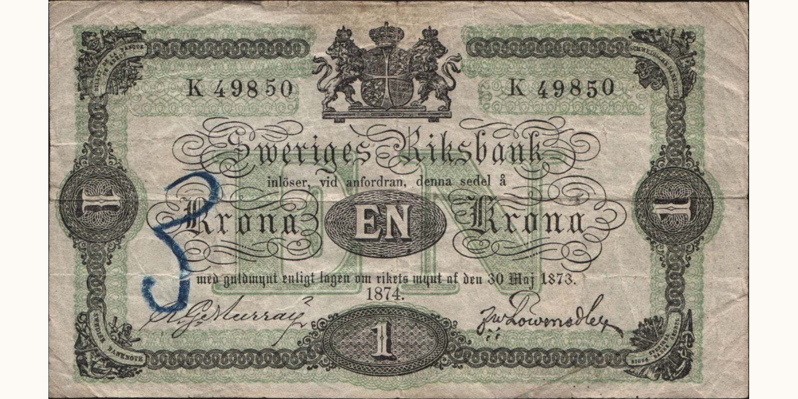 1 krona 1874