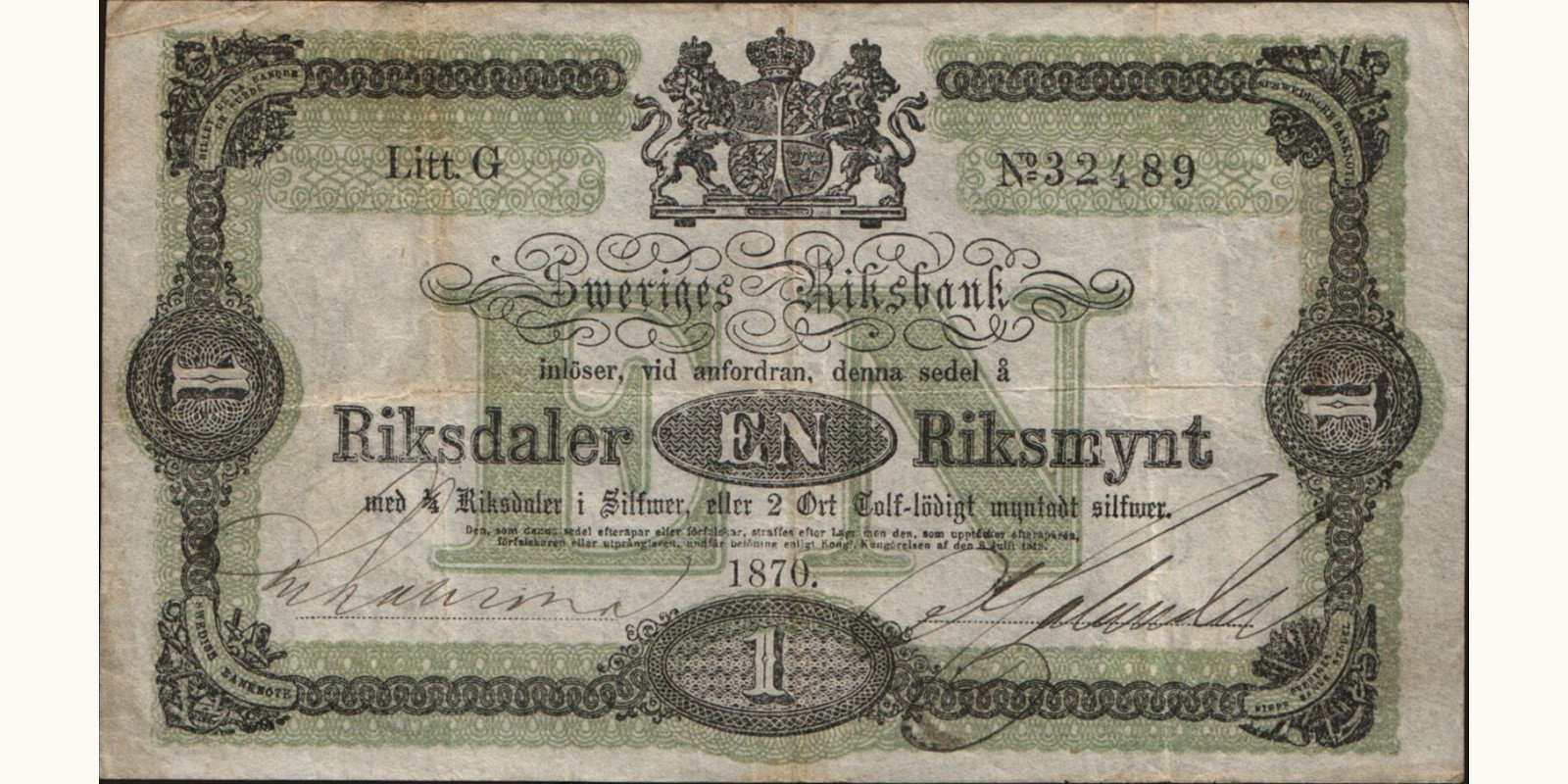 1 riksdaler 1870