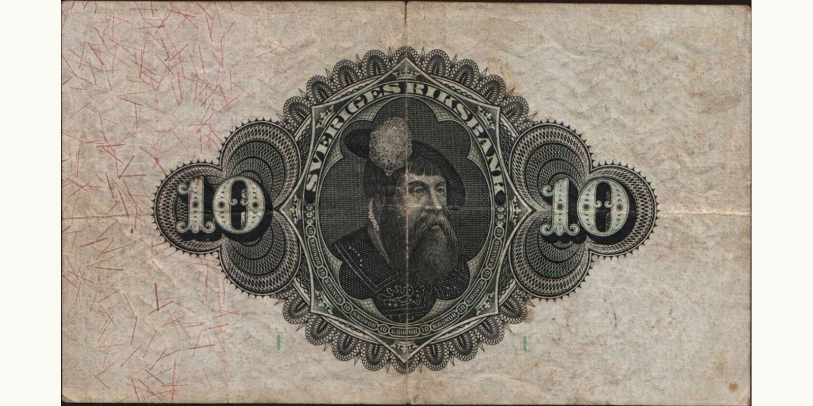 10 kronor Швеция 1913 — Оборотная сторона