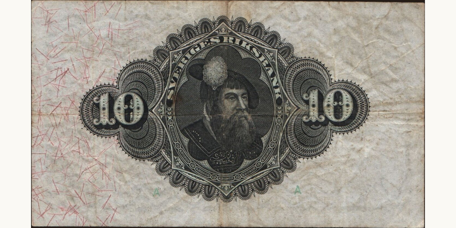 10 kronor Sweden 1915 — Back side