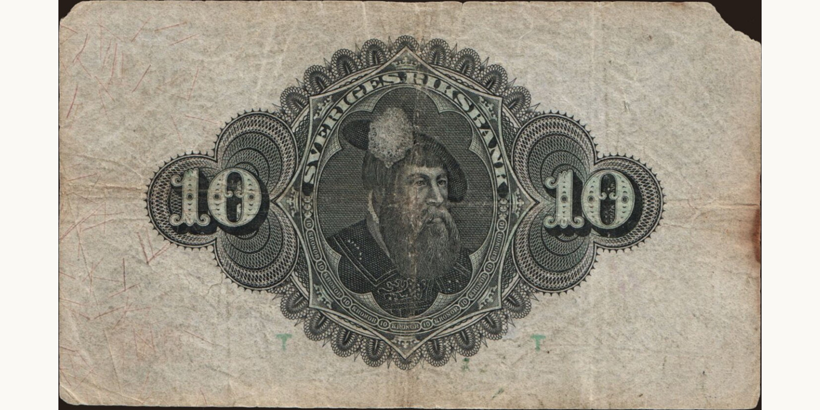 10 kronor Sweden 1922 — Back side