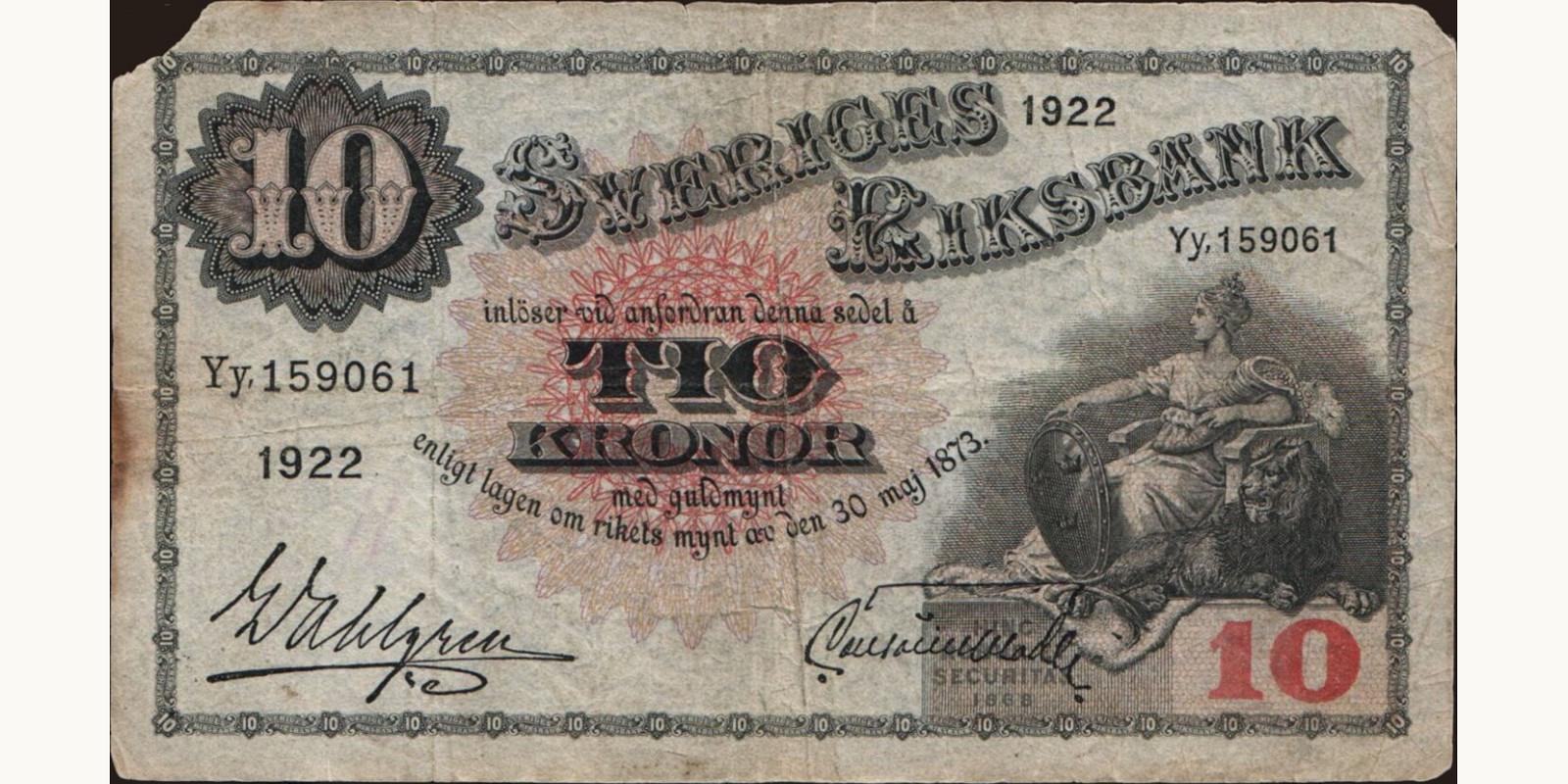 10 kronor Sweden 1922 — Front side