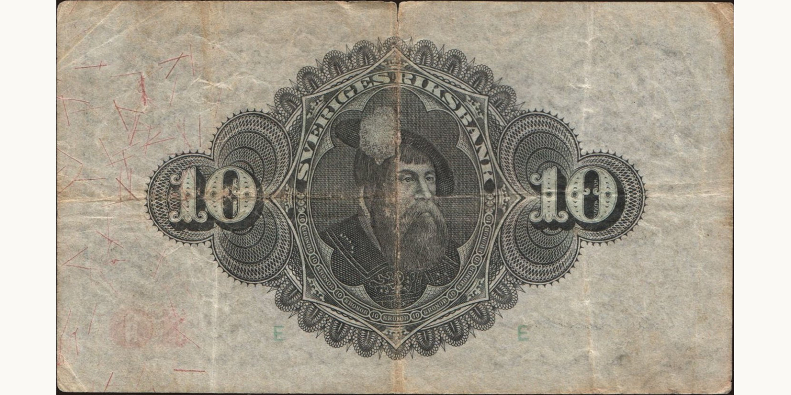 10 kronor Швеция 1924 — Оборотная сторона