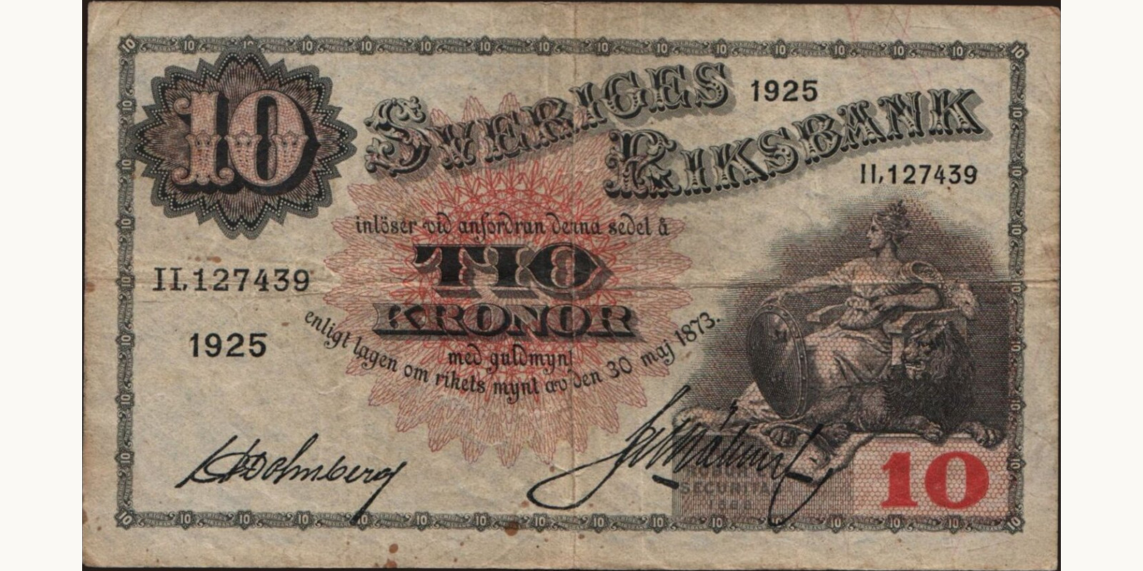 10 kronor Sweden 1925 — Front side