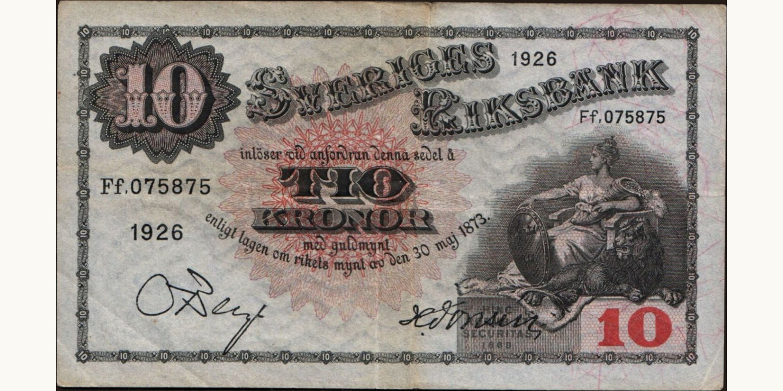 10 kronor Sweden 1926 — Front side