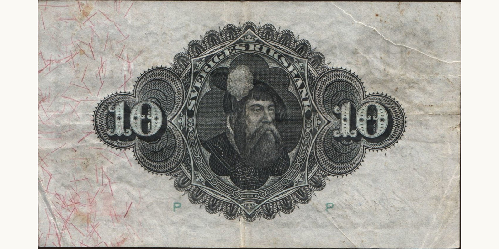10 kronor Sweden 1927 — Back side