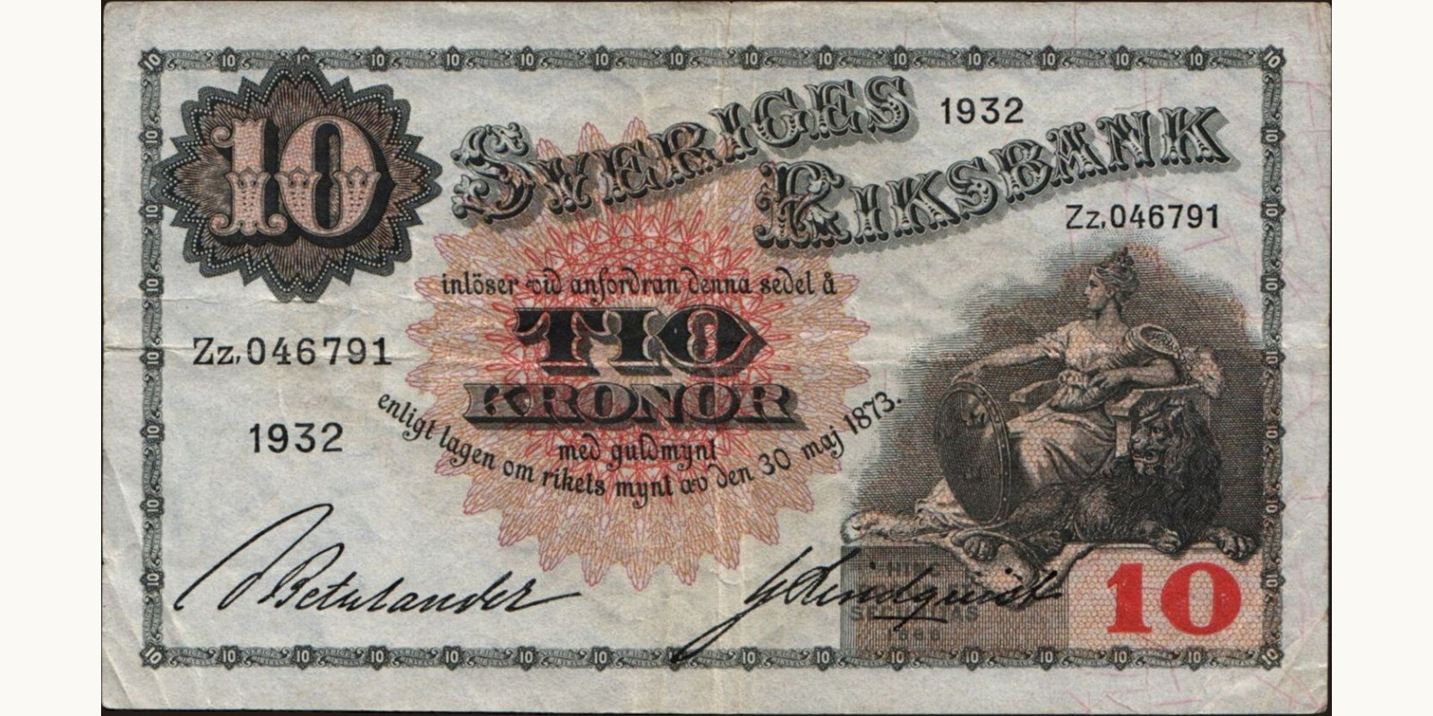 10 kronor Sweden 1932 — Front side