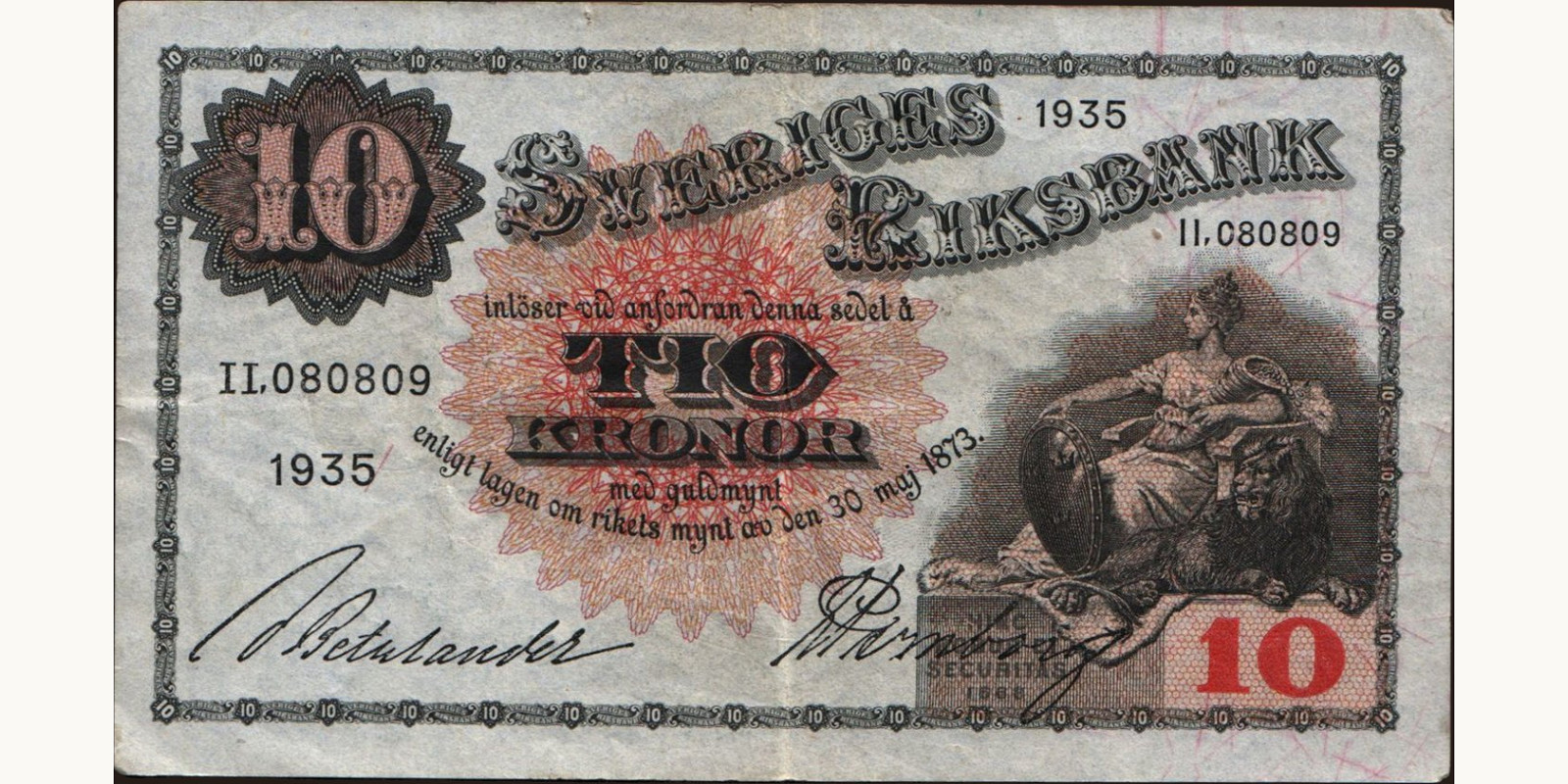 10 kronor Sweden 1935 — Front side