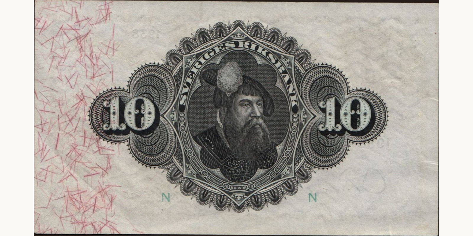 10 kronor Швеция 1938 — Оборотная сторона