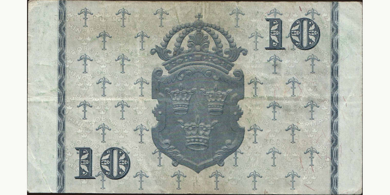 10 kronor Швеция 1952 — Оборотная сторона