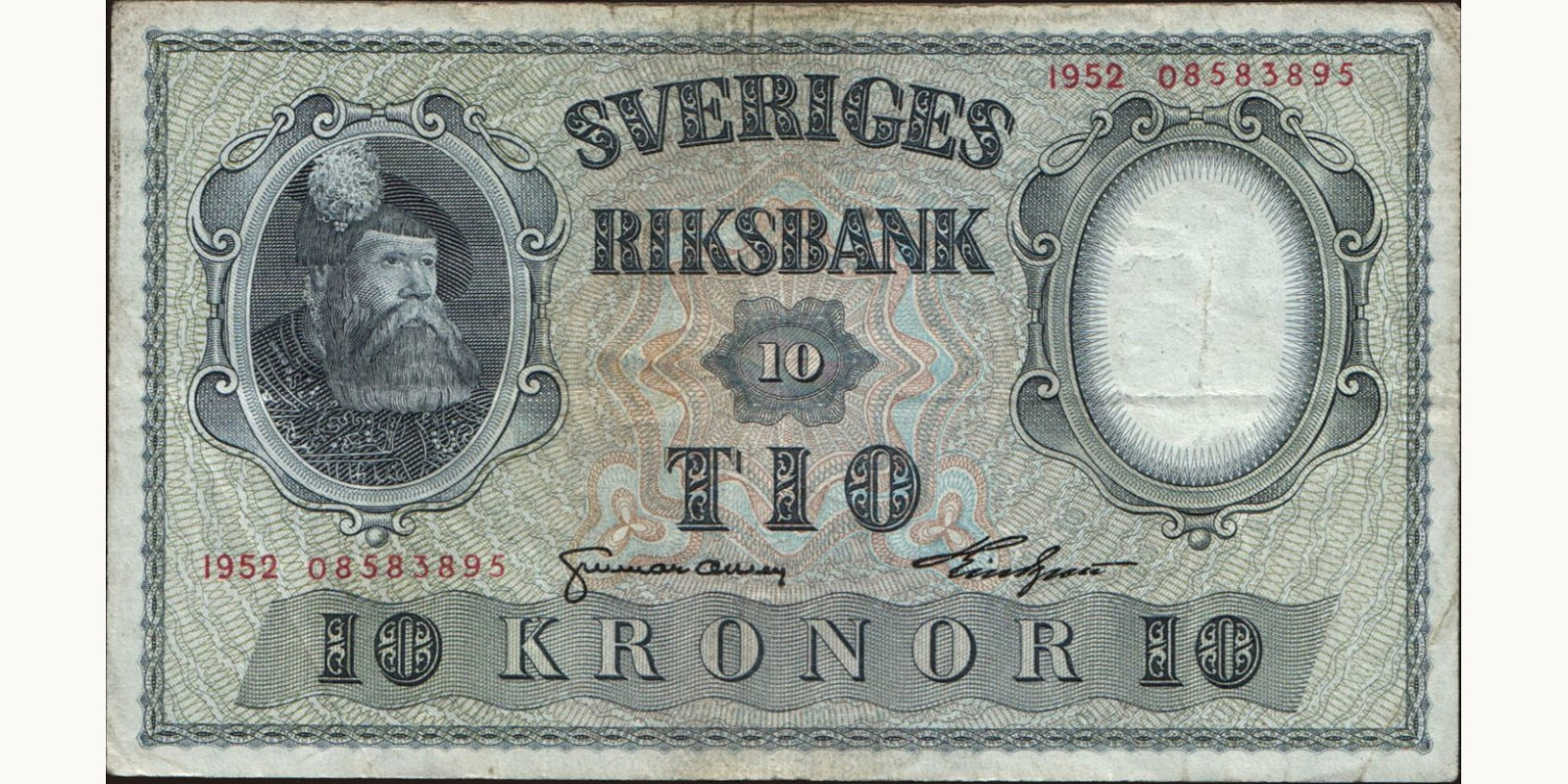 10 kronor Швеция 1952 — Лицевая сторона