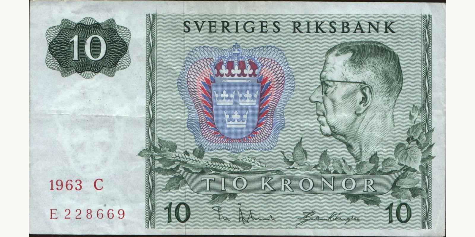 10 kronor Швеция 1963 — Лицевая сторона