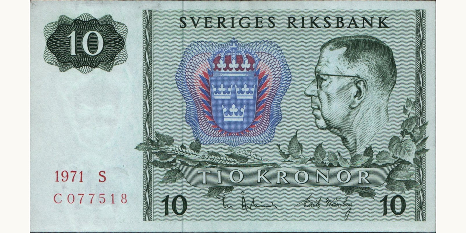 10 kronor Sweden 1971 — Front side