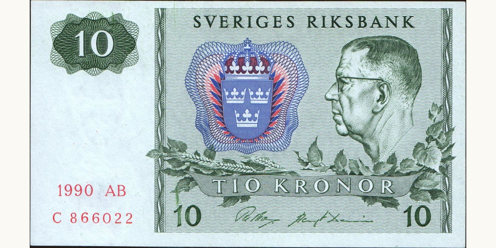 10 kronor Sweden 1990 — Front side