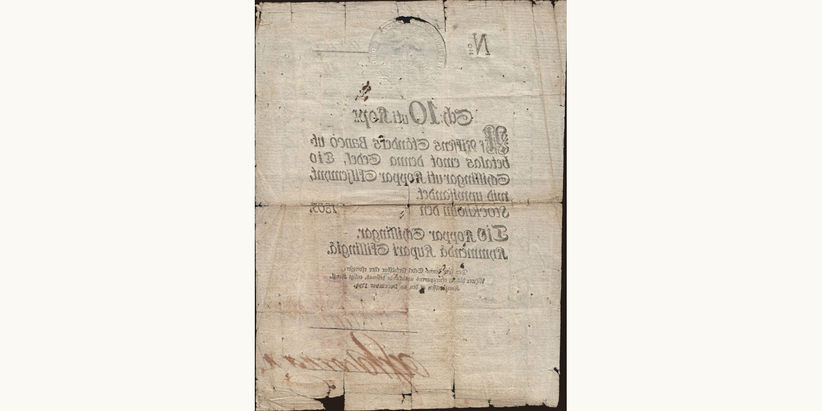 10 schillingar Швеция 1803 — Оборотная сторона