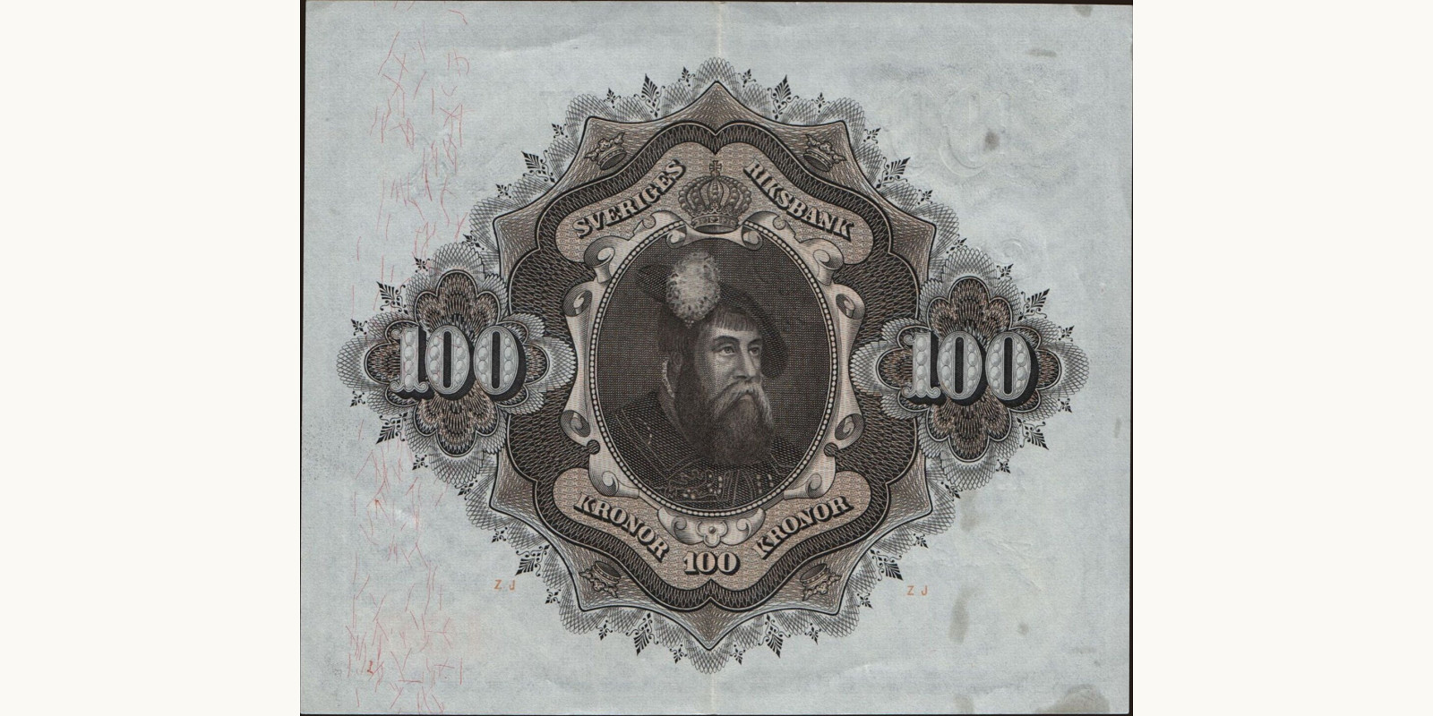 100 kronor Sweden 1957 — Back side