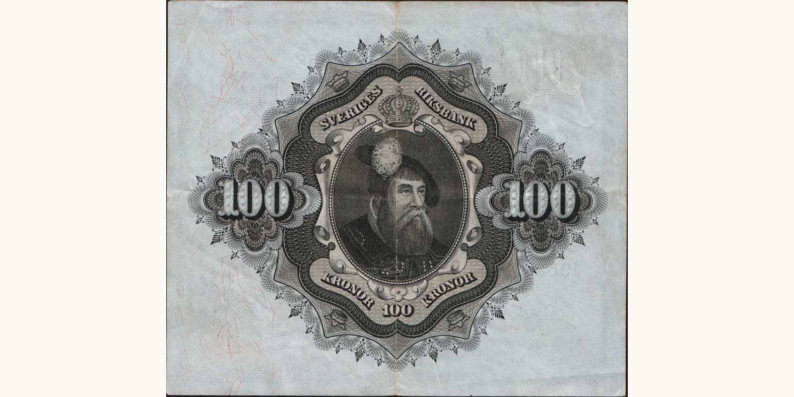 100 kronor Sweden 1958 — Back side