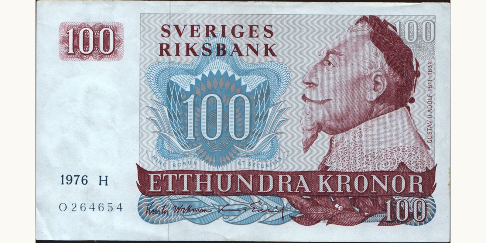 100 kronor Швеция 1976 — Лицевая сторона