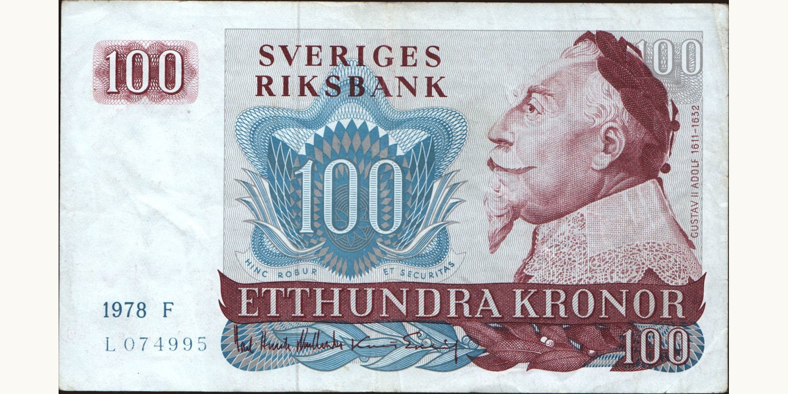 100 kronor Швеция 1978 — Лицевая сторона