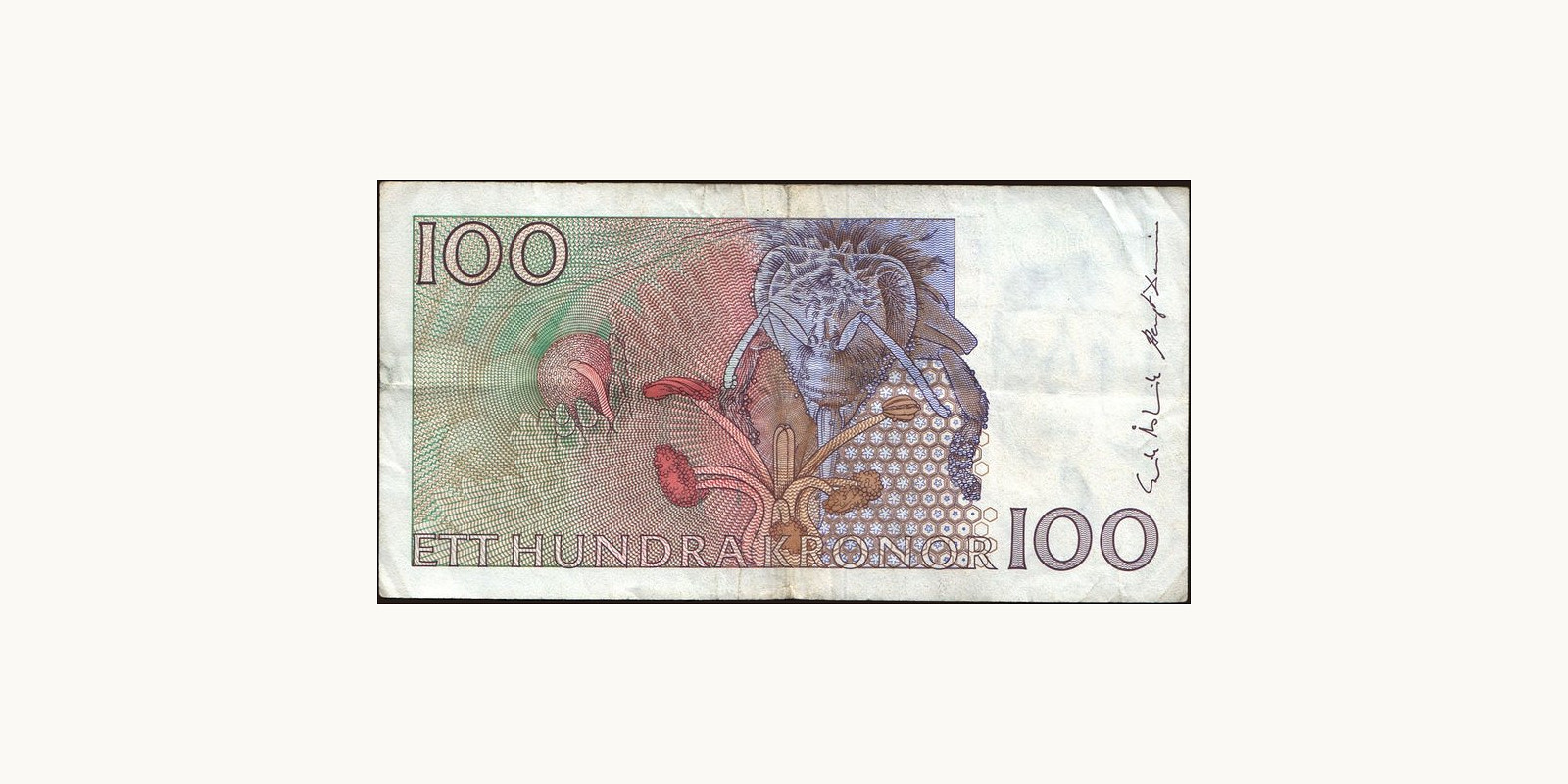 100 kronor Sweden 1987 — Back side
