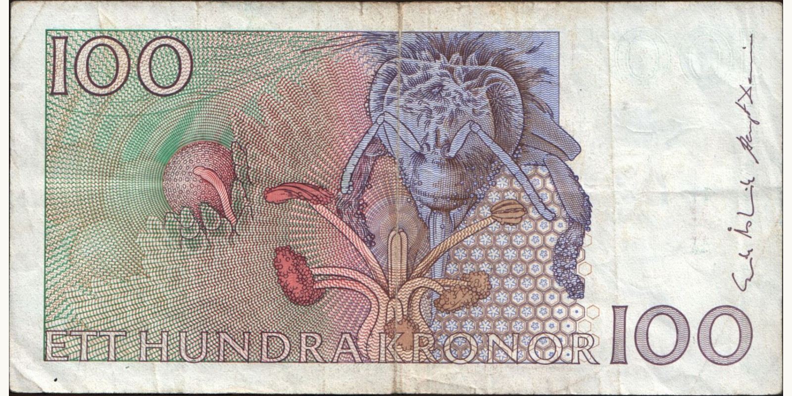 100 kronor Sweden 1988 — Back side