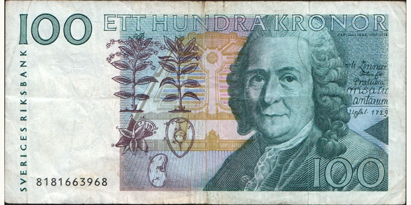 100 kronor Sweden 1988 — Front side