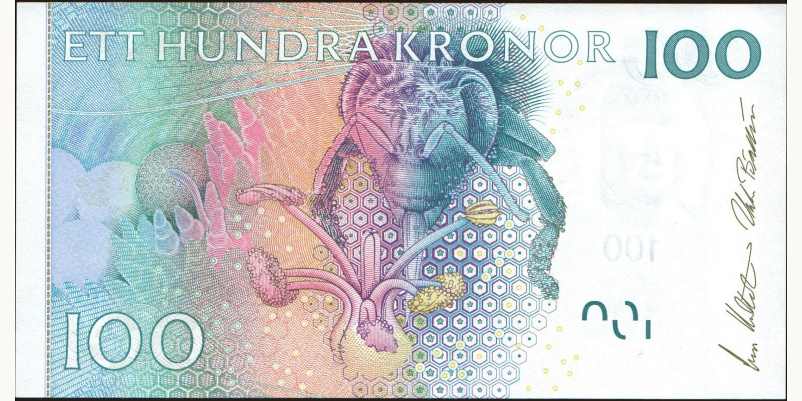 100 kronor Sweden 2002 — Back side