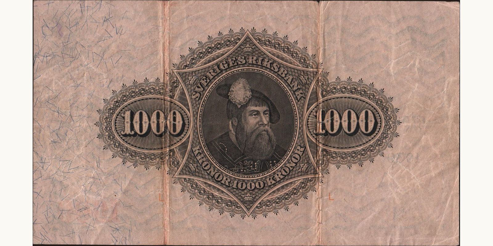 1000 kronor Швеция 1939 — Оборотная сторона