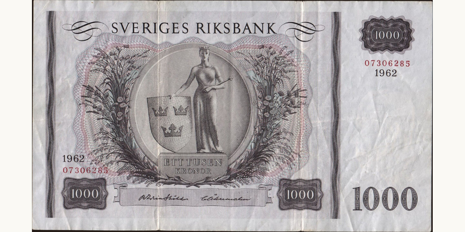 1000 kronor Швеция 1962 — Лицевая сторона