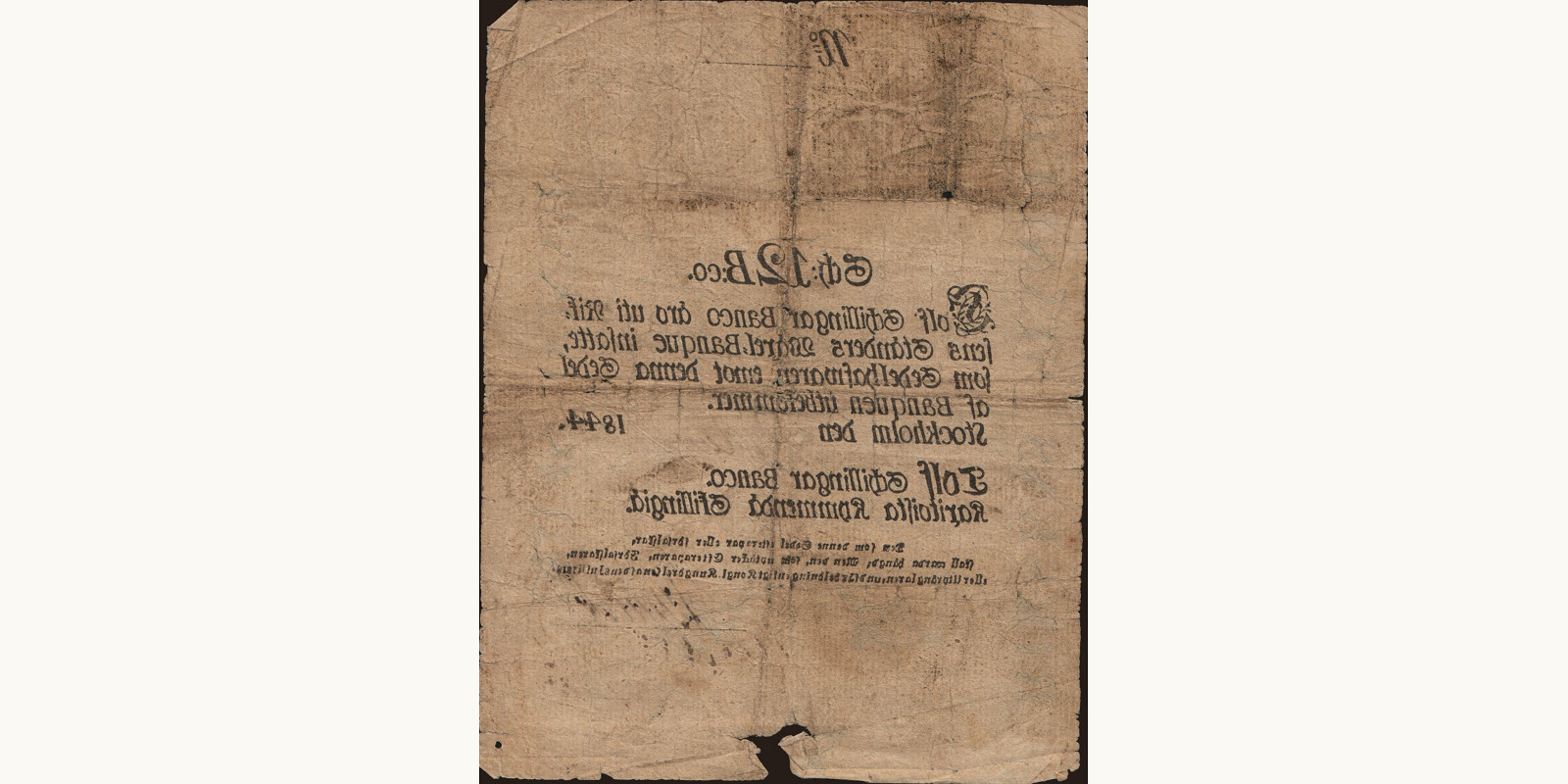 12 schillingar Sweden 1844 — Back side