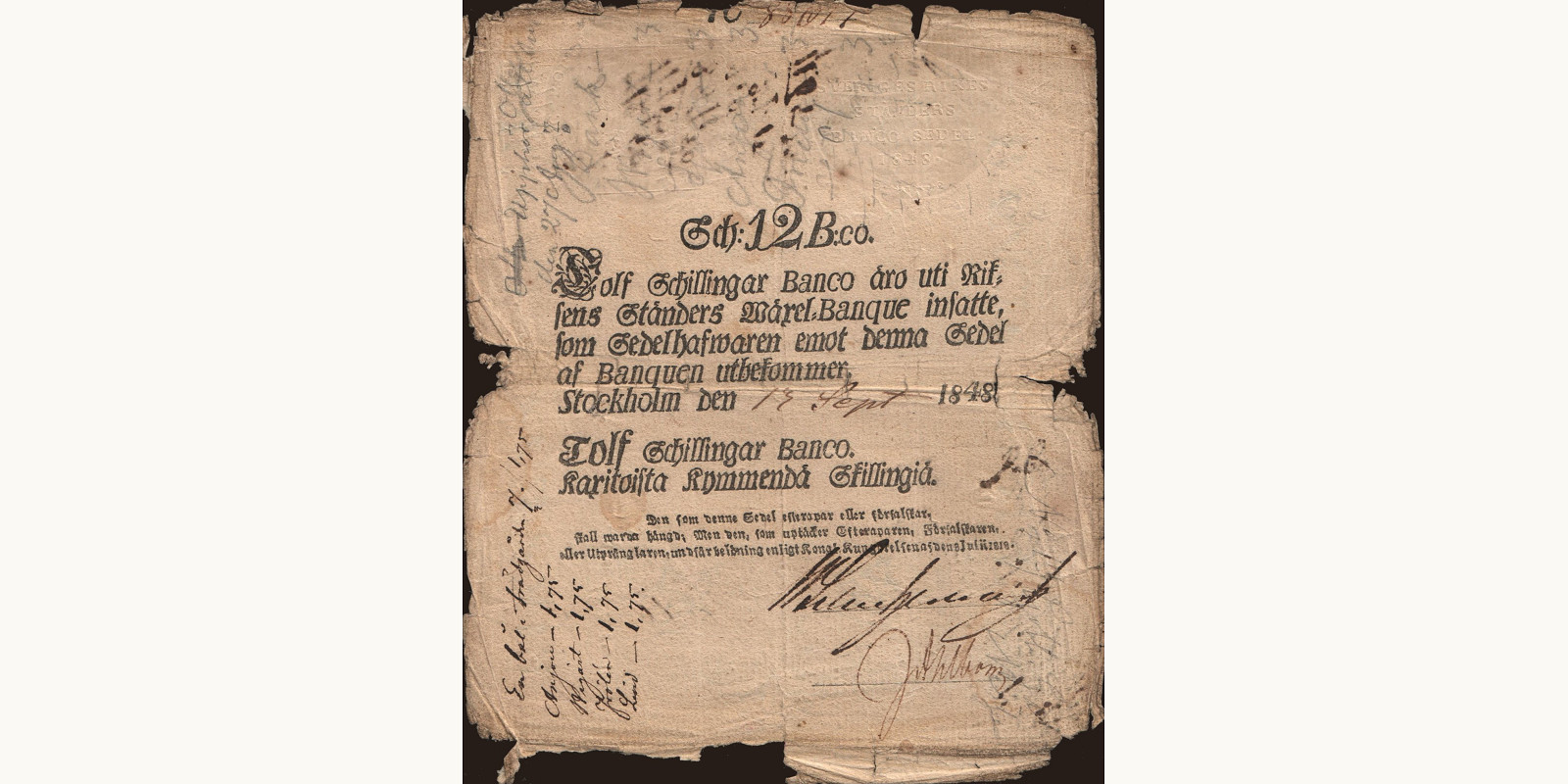 12 schillingar 1848