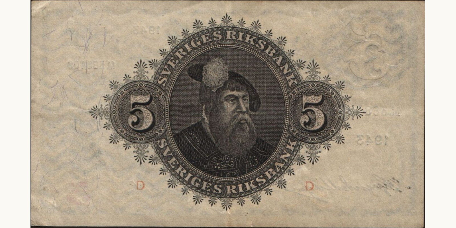 5 kronor Sweden 1943 — Back side