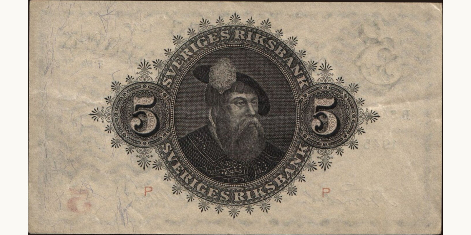 5 kronor Sweden 1945 — Back side
