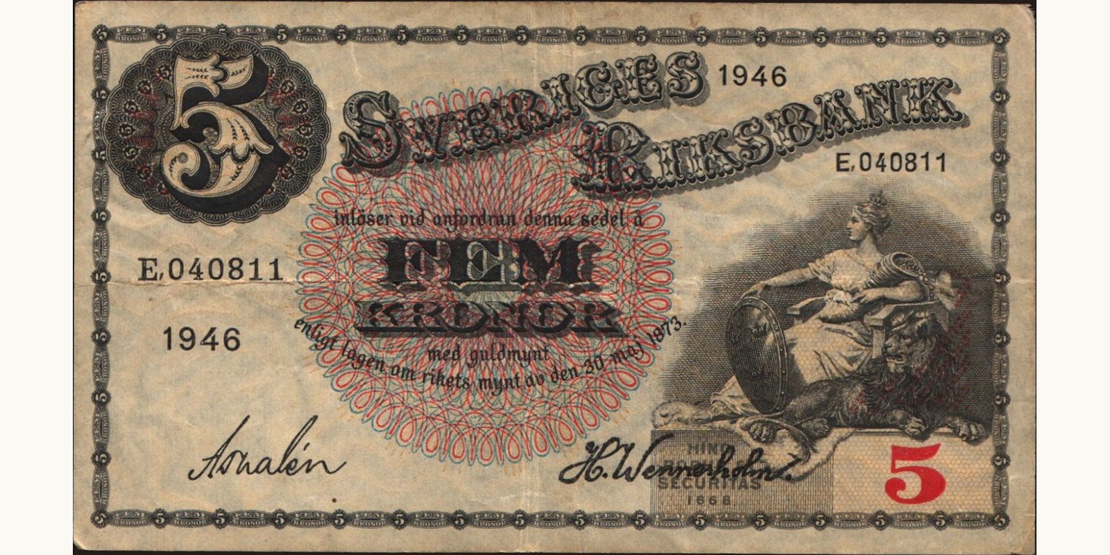5 kronor Sweden 1946 — Front side