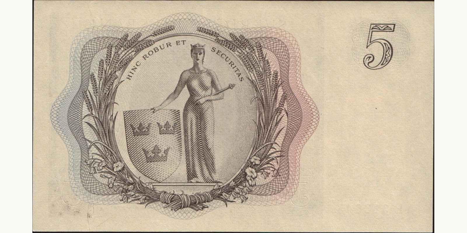 5 kronor Sweden 1954 — Back side