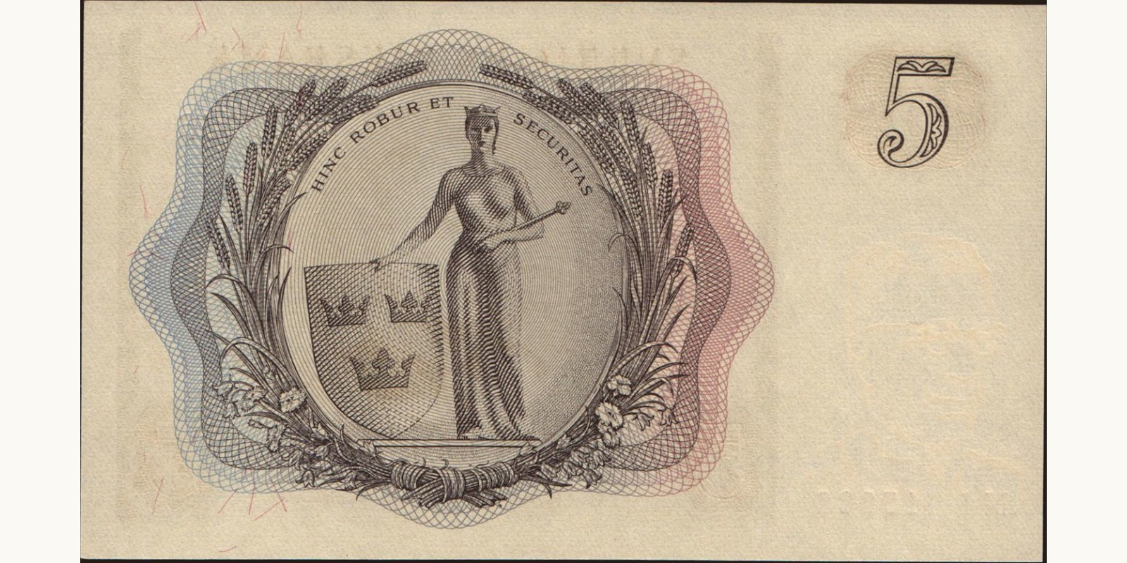 5 kronor Швеция 1956 — Оборотная сторона