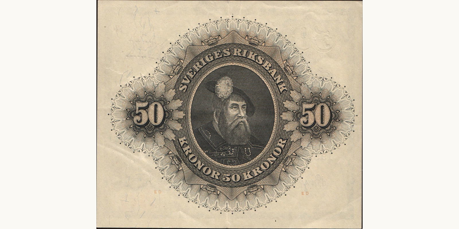 50 kronor Швеция 1955 — Оборотная сторона