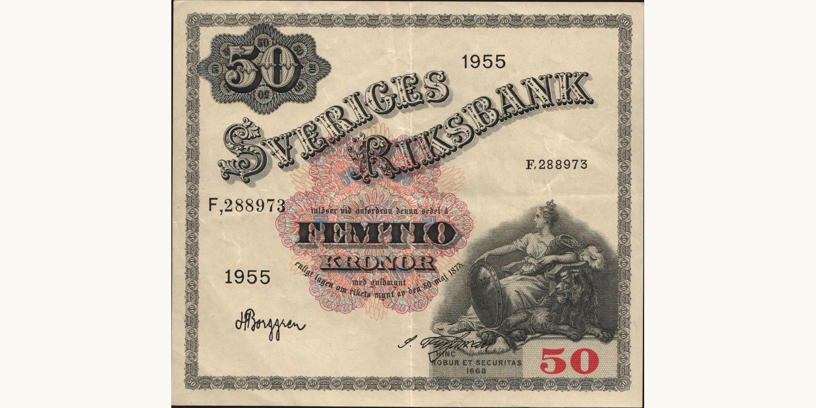 50 kronor Швеция 1955 — Лицевая сторона