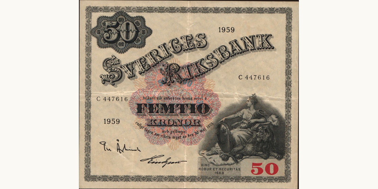 50 kronor Швеция 1959 — Лицевая сторона