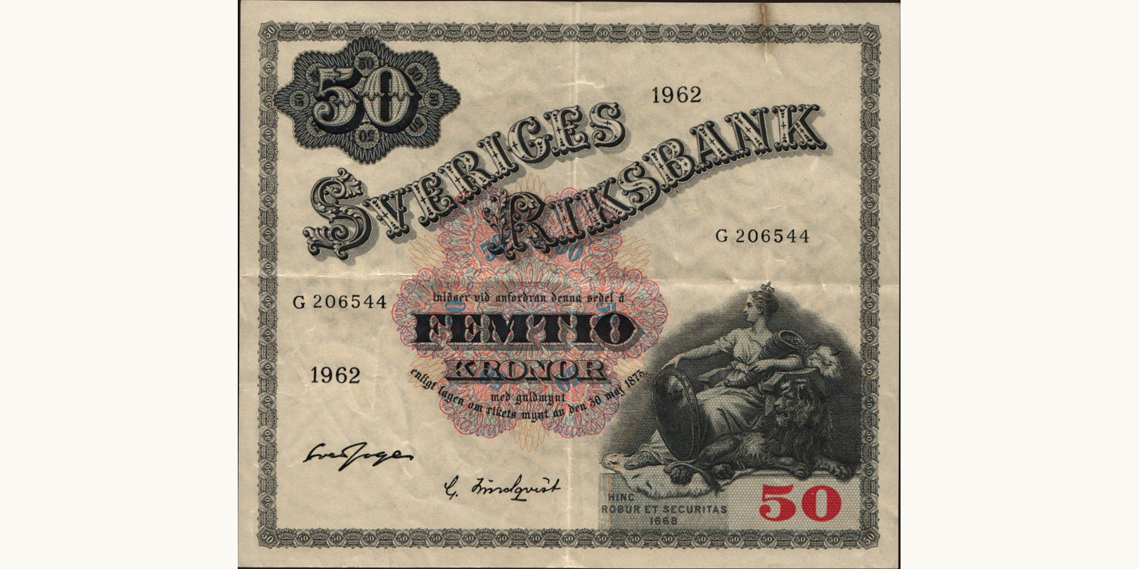 50 kronor Швеция 1962 — Лицевая сторона