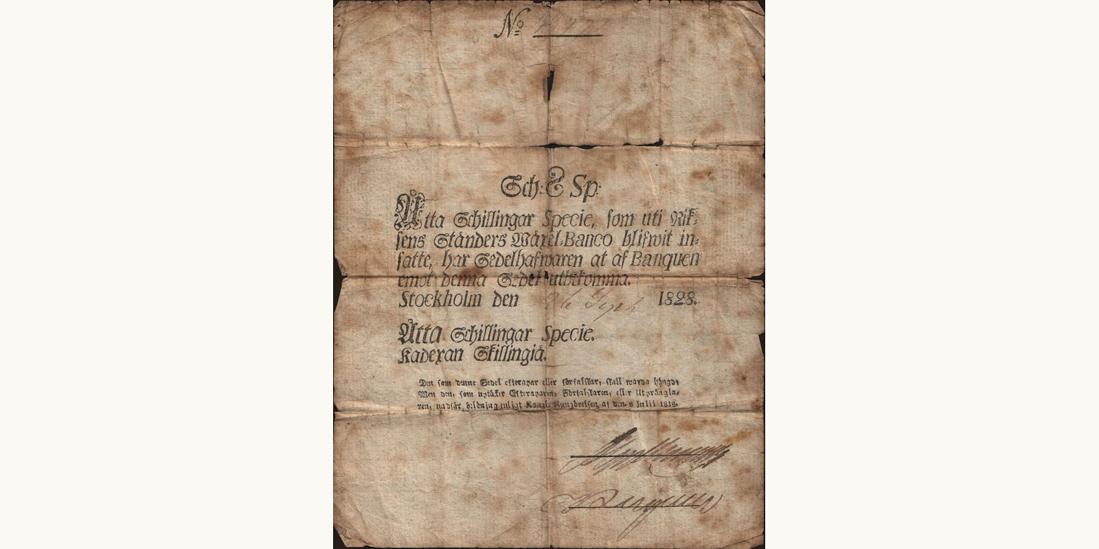 8 schillingar Sweden 1828 — Front side