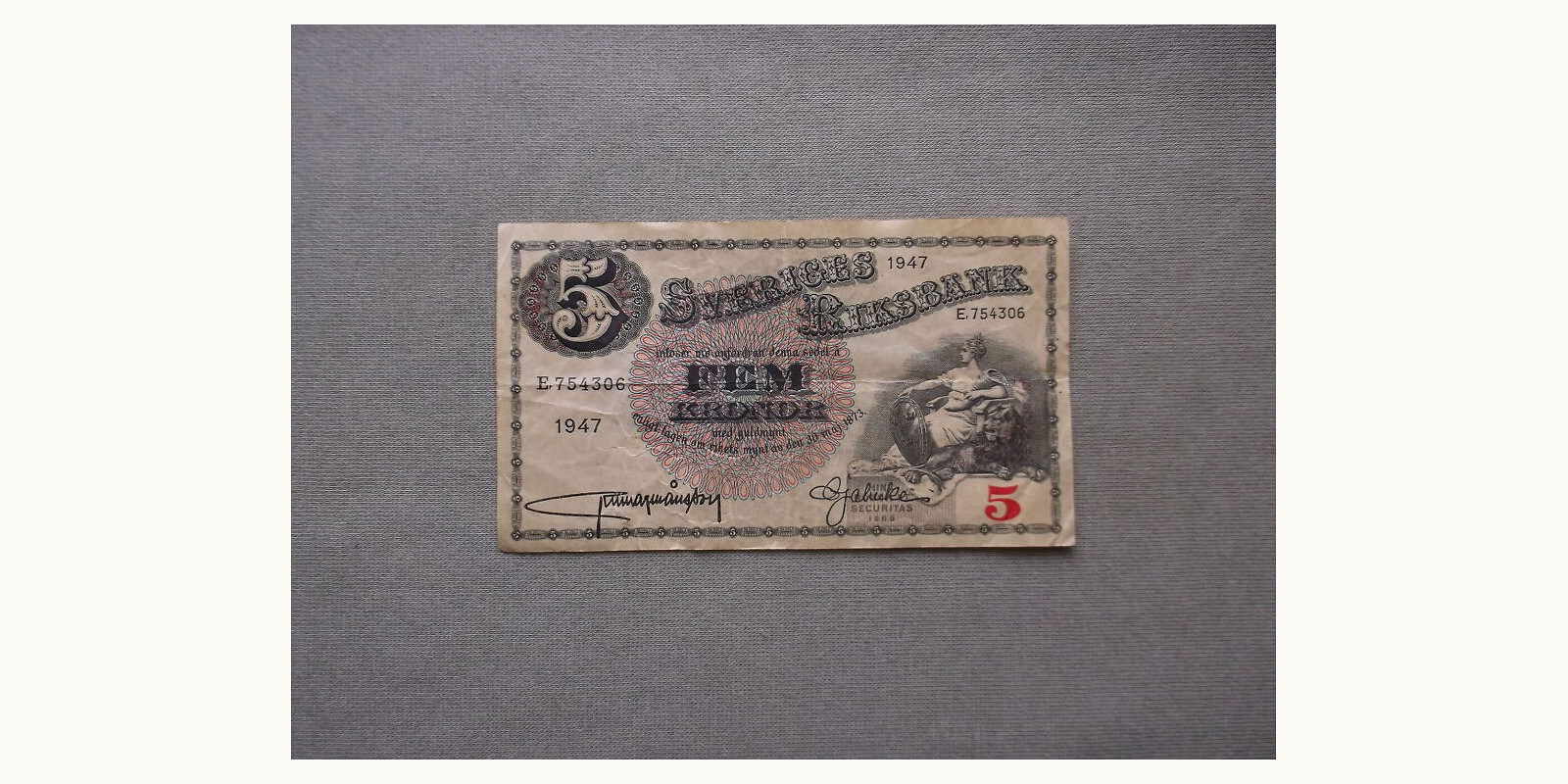 5 krona Sweden 1947 — Front side