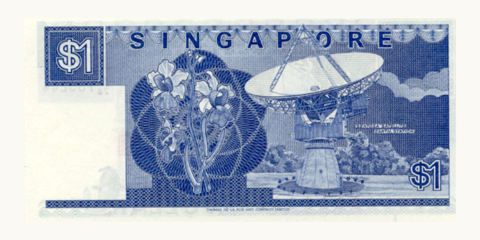 1 dollars Сингапур 1987 — Оборотная сторона