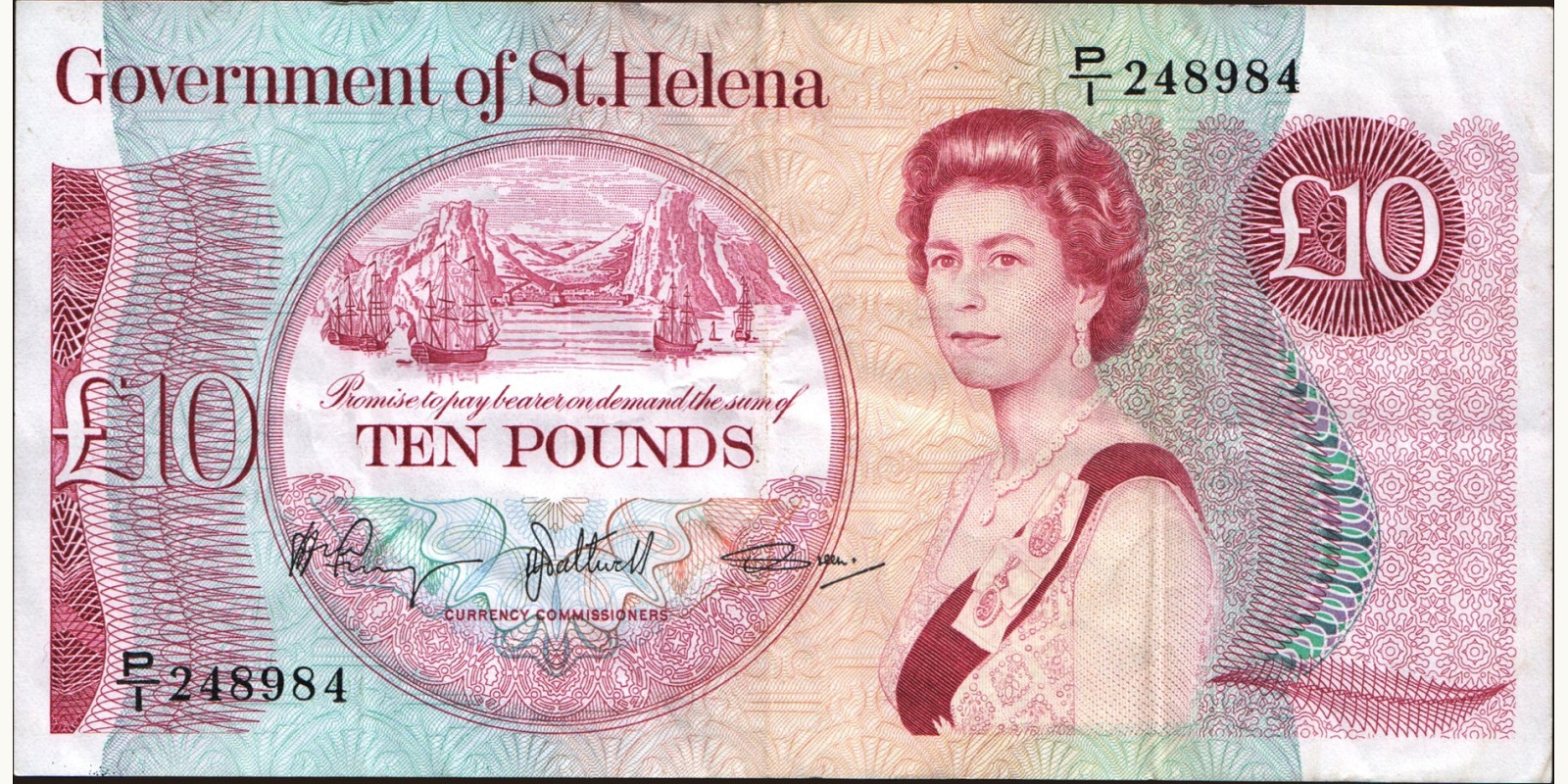 10 pounds о-в Св. Елены 1985 — Лицевая сторона