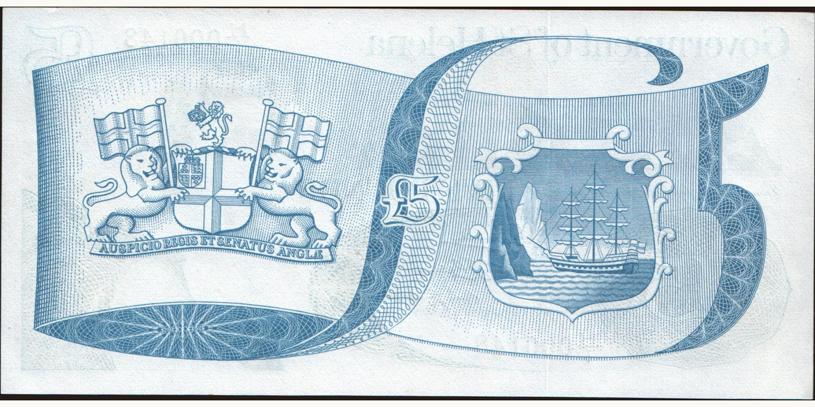 5 pounds о-в Св. Елены 1976 — Оборотная сторона