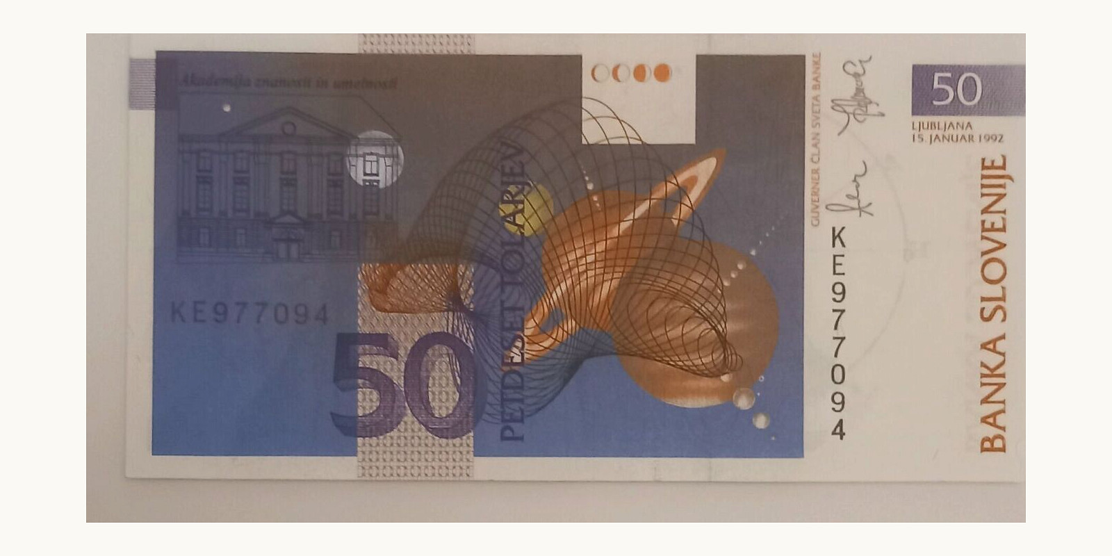 50 Tolarjev Slovenia 1992 — Back side