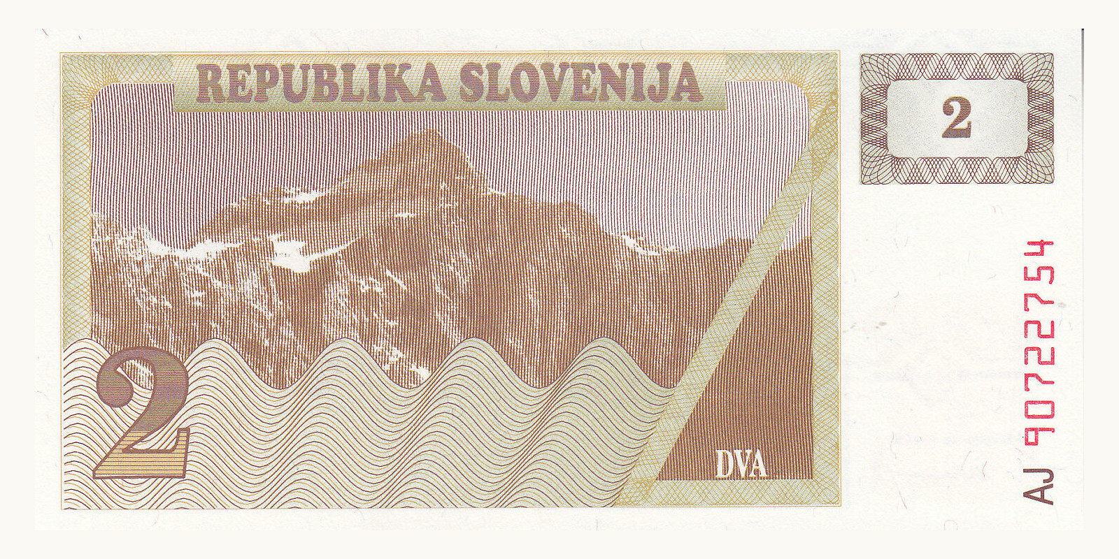 2 tolarjev Словения 1990 — Лицевая сторона