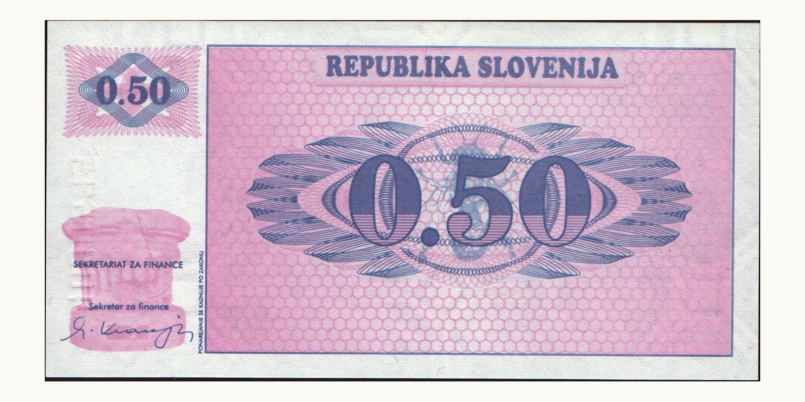 0.50 tolar Slovenia 1990 — Front side