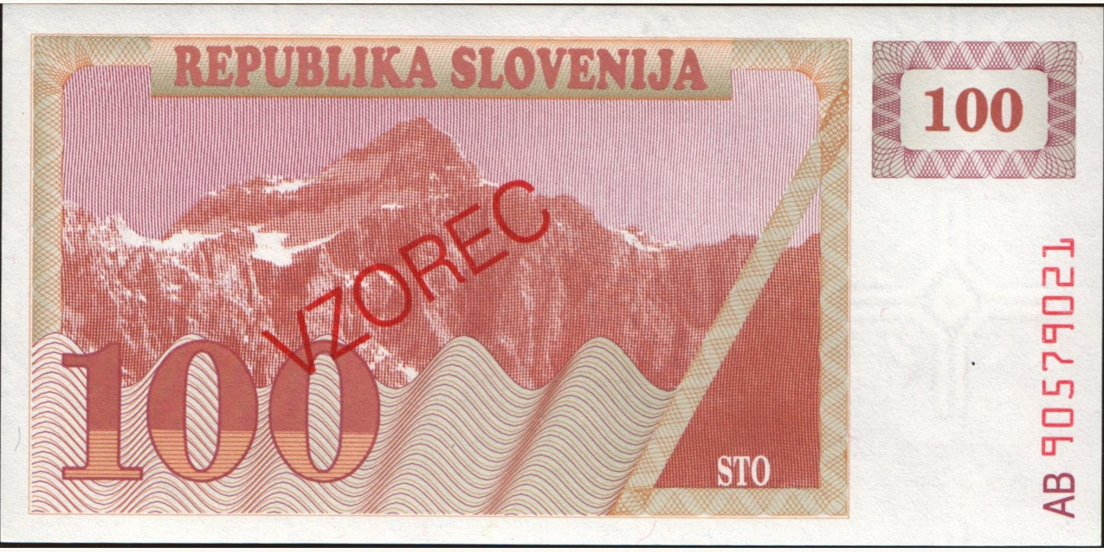 100 tolarjev Slovenia 1990 — Back side